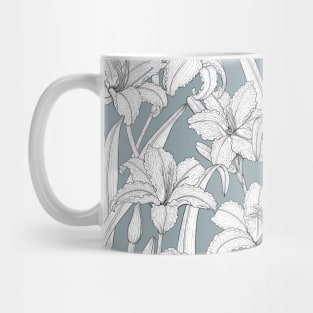 Daylilies on light blue Mug